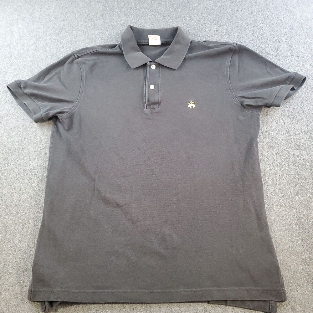 Brooks Brothers 1818 Polo Shirt Men's Black Size Large  Slim Fit Performance pol